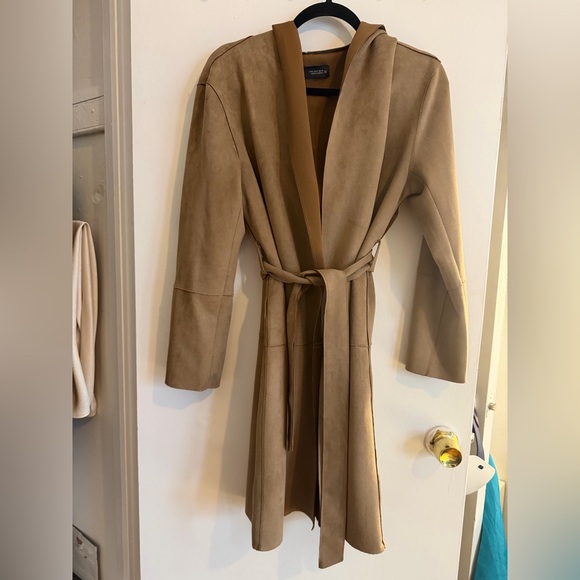 Zara Jackets & Blazers - Women's Zara Faux Suede Belted Coat